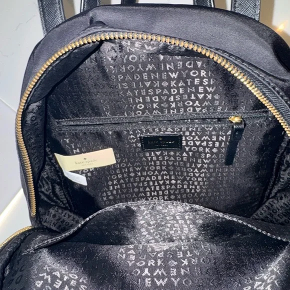 Kate Spade Chelsea Medium Black Backpack with Gold Accents - Picture 4 of 5